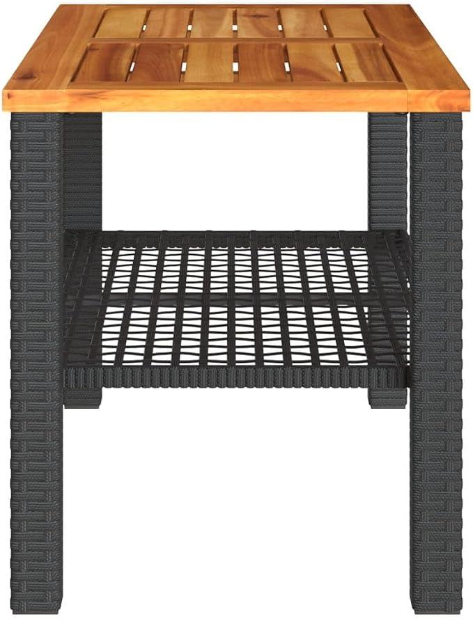Patio Table & Pool Side Table Black PE Rattan Picnic Table Outdoor Table for Patio Garden Backyard 27.6 x 15 x 16.5 in