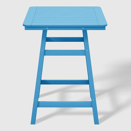 WestinTrends Malibu Square Outdoor Patio Counter High Bistro Bar Table with Umbrella Hole 37" Tall, Pacific Blue