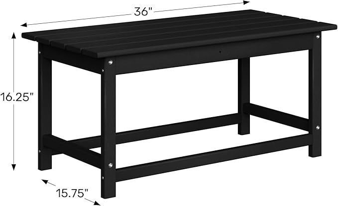 WestinTrends Malibu Outdoor Coffee Table, 35" x 17.5" All Weather Poly Lumber Patio Adirondack Coffee Table for Garden Lawn Porch Balcony, Gray