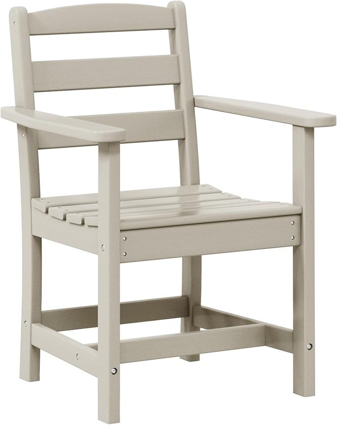 WestinTrends Ashore Outdoor HDPE Patio Classic Dining Arm Chair, Sand
