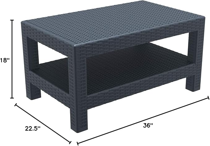 Compamia Monaco Outdoor Coffee Table in Dark Gray, Commercial Grade