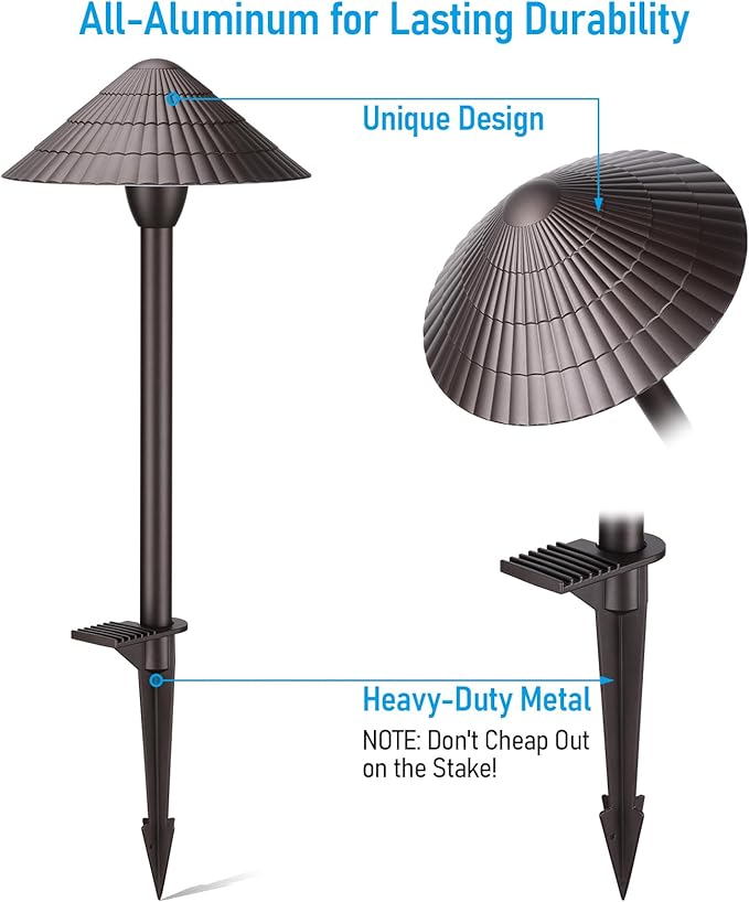 LEONLITE 12-Pack 5CCT LED Low Voltage Landscape Path Lights, 12-24V AC/DC | 3W 120LM, CRI90, ETL Listed, Cast Aluminum, IP65, 1800K/2700K/3000K/4000K/5000K, Wired Pathway Lights, for Yard Lawn