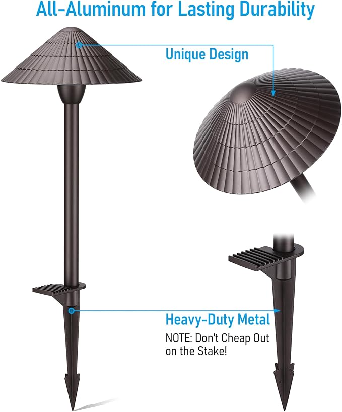 LEONLITE 4-Pack 5CCT LED Low Voltage Landscape Path Lights, 12-24V AC/DC | 3W 120LM, CRI90, ETL Listed, Cast Aluminum, IP65, 1800K/2700K/3000K/4000K/5000K, Wired Pathway Lights, for Yard Lawn