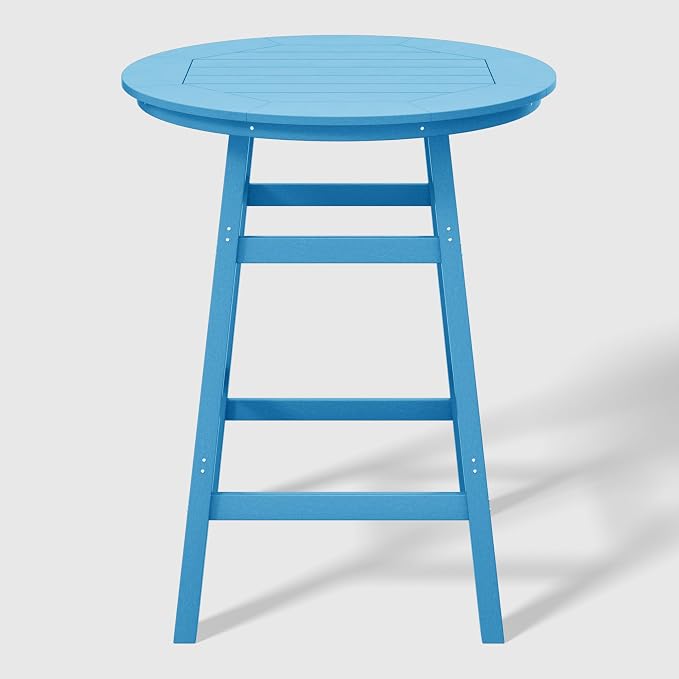 WestinTrends Malibu Outdoor 35" HDPE Round Patio Bar Height Table, Pacific Blue