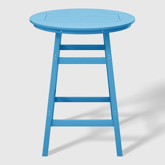 WestinTrends Malibu Outdoor 35" HDPE Round Patio Bar Height Table, Pacific Blue