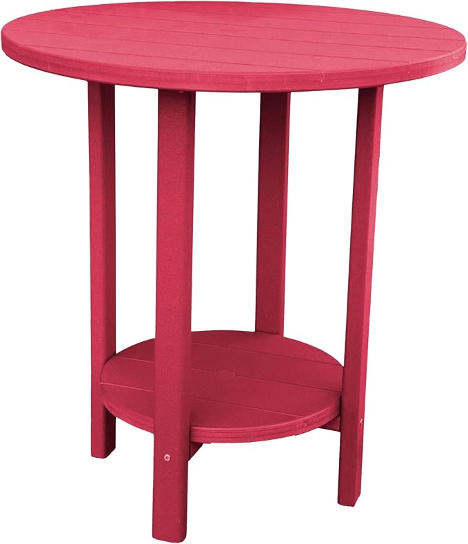 Phat Tommy Round Bar Height Patio Table - Outdoor Bar Table - Balcony Height Patio Furniture for Your Deck - Poly Outdoor Furniture, Cranberry Red