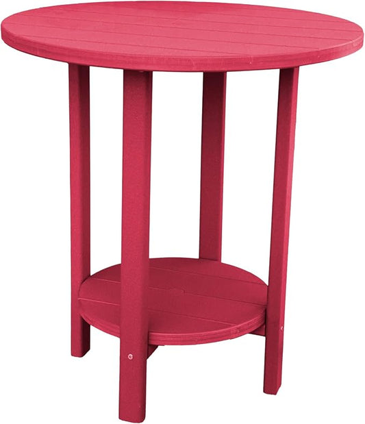 Phat Tommy Round Bar Height Patio Table - Outdoor Bar Table - Balcony Height Patio Furniture for Your Deck - Poly Outdoor Furniture, Cranberry Red