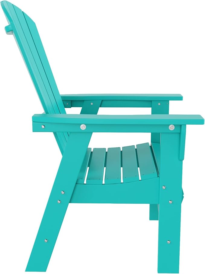 WestinTrends Dylan Adirondack Patio Dining Set for 4, All Weather Poly Lumber Outdoor Table and Chairs Set of 4, 43" Trestle Square Dining Table and Seashell Adirondack Dining Chair, Turquoise