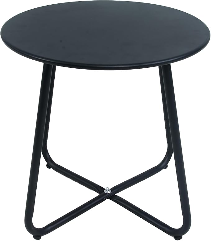 Outdoor Side Table Metal - Portable Accent Table, Multi-Functional End Table for Patio, Balcony, Bedroom & RV Use