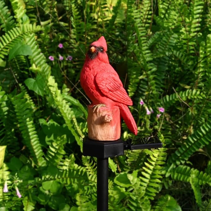 Cardinal Garden Decor Red Bird Figurine Memorial Solar Light Outdoor Stake | Patio Yard Art Lawn Ornament Porch Christmas Decorations Outside Statue Cardinal Gift for Mom Grandma Women Mother