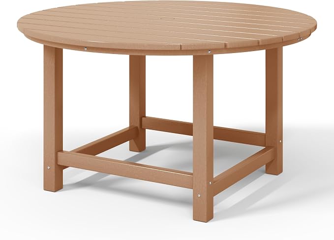 WestinTrends Malibu Kids Outdoor Patio Furniture HDPE 38" Wide Round Dining Table, Teak