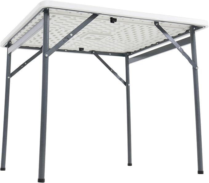 Peakform Multipurpose Banquet Squared Table Lightweight Folding Durable Desk with Secure Base for Indoor and Outdoor Events, 34 Inch, White