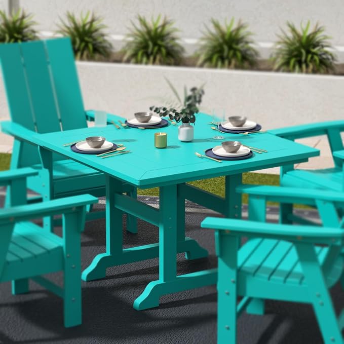 HDPE Laguna 43" Square Dining Table,Turquoise