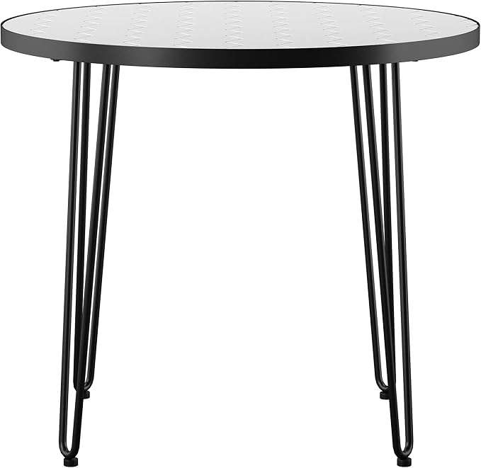SEI Outdoor Patio Furniture - Watkindale Outdoor Bistro Table - Transitional Design White Metal - Ideal for Patio, Backyard (OD1172427)