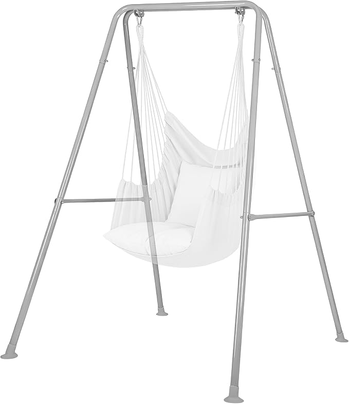 Swing Stand Only, Hammock Chair Stand, Heavy-Duty Metal Stand, Multi-Use Swing Frame for Indoor and Outdoor, Backyard, Max Load 300lbs, Hammock Chair not Included (Grey)
