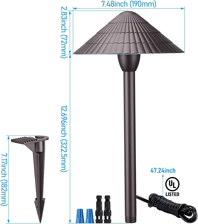 LEONLITE 4-Pack 5CCT LED Low Voltage Landscape Path Lights, 12-24V AC/DC | 3W 120LM, CRI90, ETL Listed, Cast Aluminum, IP65, 1800K/2700K/3000K/4000K/5000K, Wired Pathway Lights, for Yard Lawn