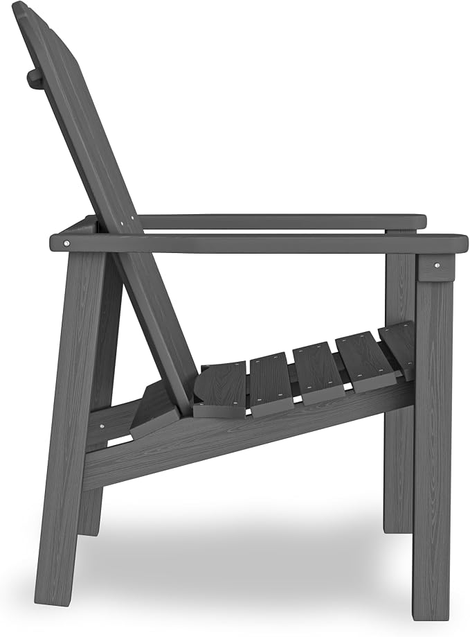 nevilywood Compact Stackable Adirondack Chairs Set of 4,HDPE,380lbs,Grey | 26.3" Wide HDPE.All-Weather Outdoor.Maintenance-Free.Stackable for Storage.25°Curved Straight Backrest.Quick Assembly