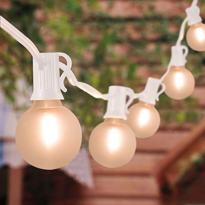 GOOTHY Outdoor LED String Lights, 50Ft with 52 Frosted White LED Globe Bulbs, Waterproof for Indoor/Outdoor Use, Perfect for Garden, Bistro, Pergola, Tents & Decorations, White