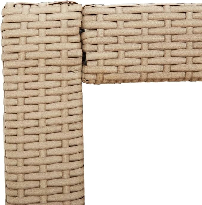 Outdoor Patio Side Table Beige Poly Rattan with Wooden Top 39.4" x 15.7" x 29.5" Coffee Small Side Table for Garden, Patio, Balcony, Backyard, Living Room