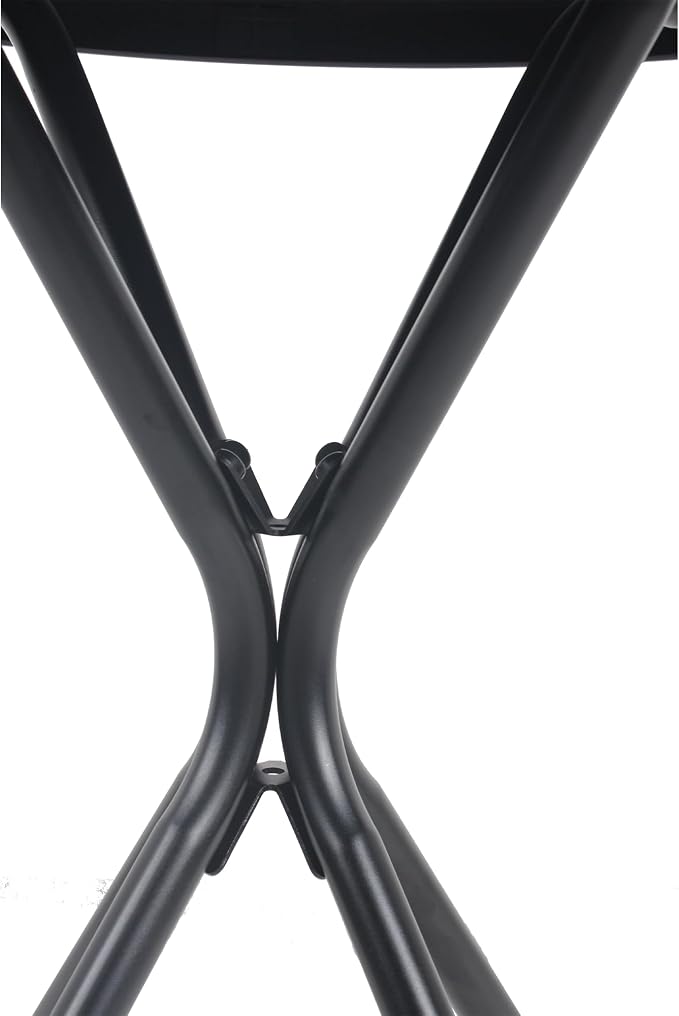 Round Patio Side Table, 24 Inch, Tempered Glass Top, Black
