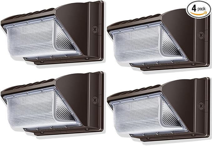 ledmo Wall Pack Light 150W Waterproof 5000K 21000LM Ultra Bright 4 Pack | Energy Save Commercial Outdoor Wall Light Exterior Security Flood Light for Yard Garage Building