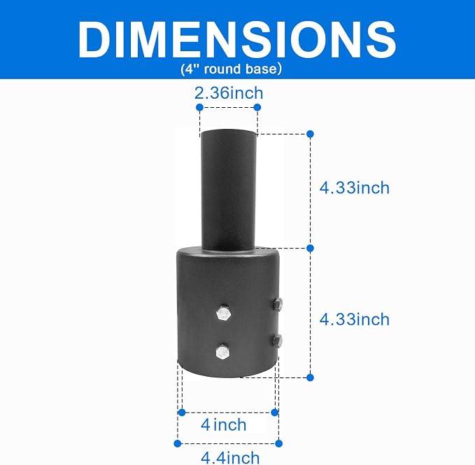 Tenon Adapter for 4 inch Round Pole Vertical Bracket Adapter with Slip Fitter Mount (2-3/8" O.D.) Mounting Bracket Accessories for Outdoor Shoebox Lighting Parking Lot Light Street Light