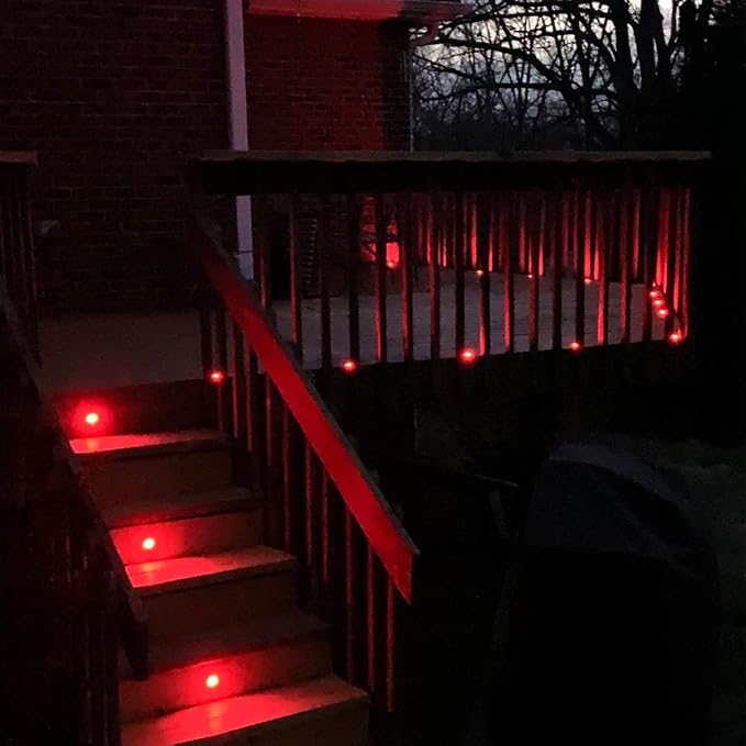 Low Voltage Recessed RGBW Deck Light, Φ1.22 RGB & Warm White Stainless Steel Waterproof Outdoor Step Lighting In-ground Landscape Pathway Patio Stair Decor Lamp, Black