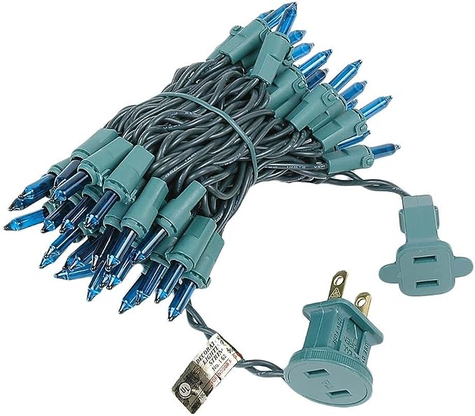 Novelty Lights 11 Feet 50 Bulbs Teal Incandescent Mini Christmas Lights