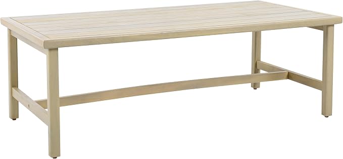 Christopher Knight Home Teras Patio Acacia Wood Coffee Table, Solid Wood Outdoor Table for Patio Furniture Set, Slat Panel Rectangular Top, Light Teak