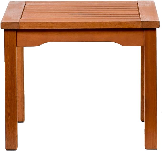 Amazonia Rome Square and Durable Side Table | Eucalyptus Wood | Ideal for Outdoors and Indoors