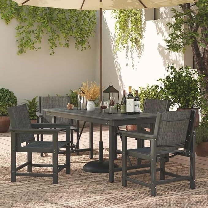 UDPATIO HDPE Patio Dining Set, Heavy Duty Extra-Wide Outdoor Table and Chairs with 360 lb Load Capacity, Easy to Assembly, All-Weather Seating for Patio, Pool, Garden, Backyard