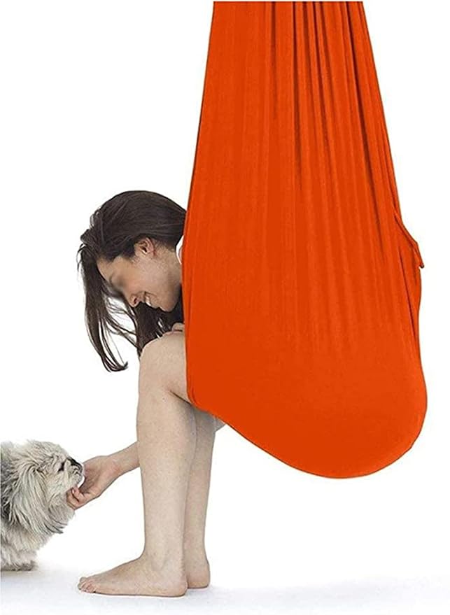 Indoor Swing, Therapy Swing Snuggle Cuddle Hammock With Special Needs For Kids And Adults Sensory Disorders, ADHD, Autism, Anxiety, Sensory Integration ( Color : Orange , Size : 100*280CM/39*110in )
