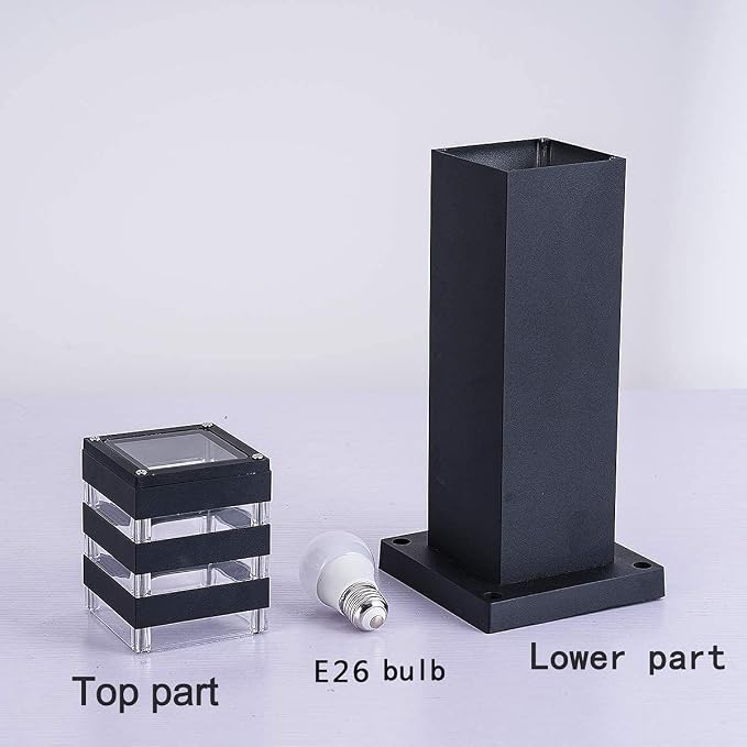 Pathway Lights Post Lights IP55 Waterproof Outdoor Lamp Post Lawn Light Floor Lamp E26 Lampholder Hardwired Suitable for 12V / 24V / 120V Voltage（23.5in, Black）