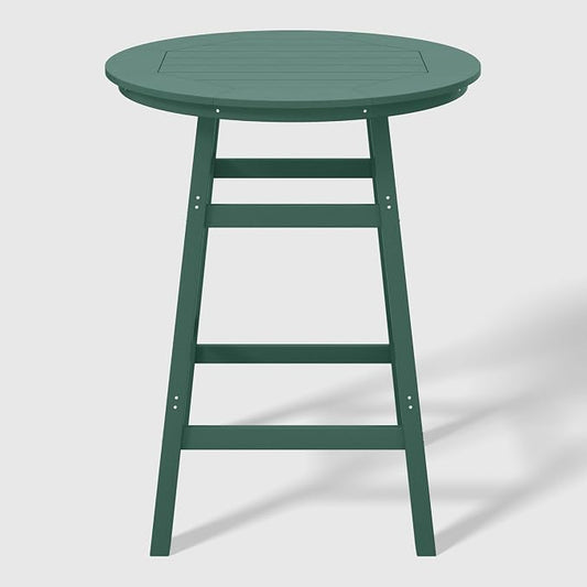 WestinTrends Malibu Outdoor 35" HDPE Round Patio Bar Height Table, Dark Green