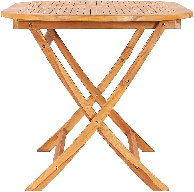 Folding Outdoor Table Natural Teak Solid Teak Wood 63x31.5x29.5 in Practical for Outdoor Dining and Gatherings