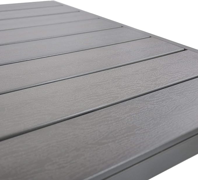 Outdoor Patio Dining Table, Lightweight Aluminum Frame Rectangle Table for 6, PS Table Top Heavy Duty Patio Furniture for Garden, Picnic Table Easy Install Indoor Outdoor Grey