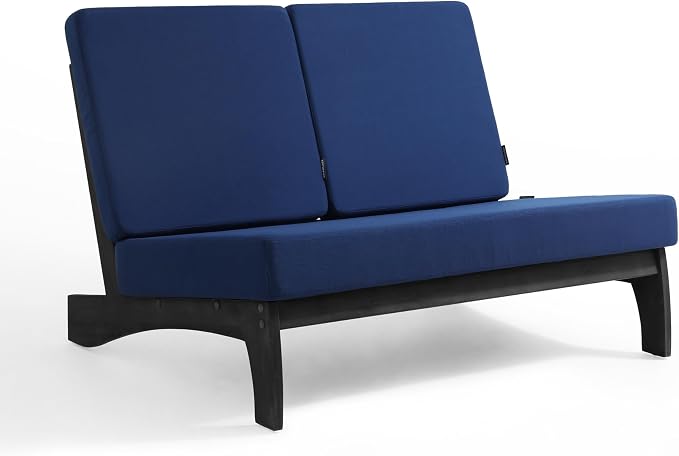 Pia Ricoo 1-Piece Patio Furniture Set, Outdoor Loveseat with 4.5-Inch Thick Cushions, All-Weather Outdoor Sofa for Backyard, Deck, Lawn - Navy/Dark (Split Back)