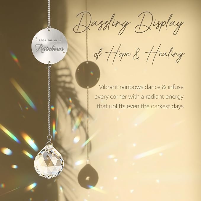 Mooncraftlogy Memorial Gift for Loss of Loved One, Light Crystal Suncatcher | Unique Sympathy Idea, Clear Memory Prism Crystal Ball, Grief Rainbow Sun Catcher, Bereavement Box for Mom Dad Son Daughter