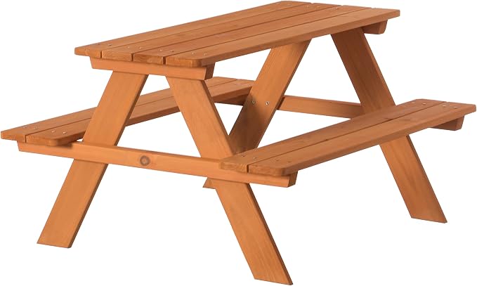 Gardenised, Stained Wooden Kids Outdoor Picnic Table for Garden and Backyard (QI004477)