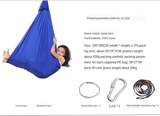 Hammock Swing Chair for Adults, Sensory for Kids, Cuddle Adjustable Aerial Yoga, Therapy Snuggle Children Autism ADHD and Aspergers (Color : Dark Green, Size : 150x280cm/59x110in)