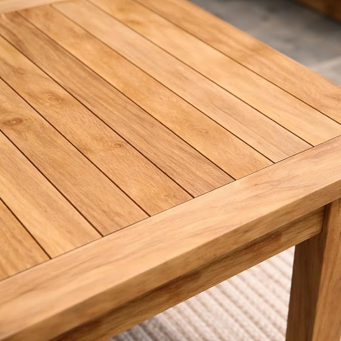 Hives & Honey Pavilion Outdoor Teak Coffee Table, Solid Grade-A Teak Wood, Weather-Resistant Patio Table for Deck, Garden, Poolside