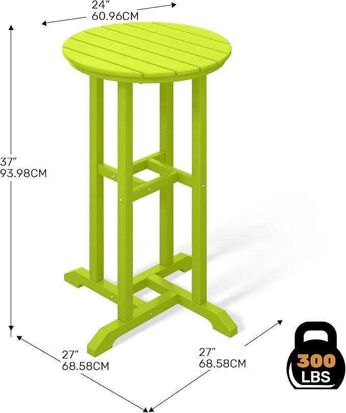 Costaelm Outdoor Bar Table, 37" Counter Height Round Patio Cocktail Bar Table, Patio Bar Table Bistro Dining Table Pub Table for Front Porch Deck, Backyard, Garden, Lime