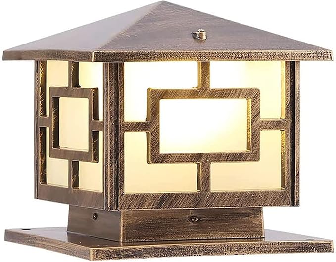 Pillar Lights Outdoor, E26 Waterproof Light Fixture Aluminum Glass Post Column Lamp Victorian Fence Garage Pavilion Courtyard Lighting ( Color : Bronze )¡­, S-Bronze