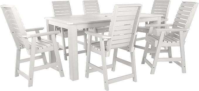 Highwood AD-ST7WL2CO5BA-WHE Weatherly 7pc Rectangular Counter Height Dining Set 84" x 42", White