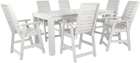 Highwood AD-ST7WL2CO5BA-WHE Weatherly 7pc Rectangular Counter Height Dining Set 84" x 42", White