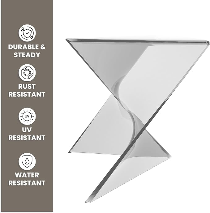 LeisureMod 15.75" Triangular Side Table, Stackable Plastic Accent End Table for Indoor & Outdoor Use, Weather-Resistant Modern Patio & Living Room Table, Set of 4, Clear