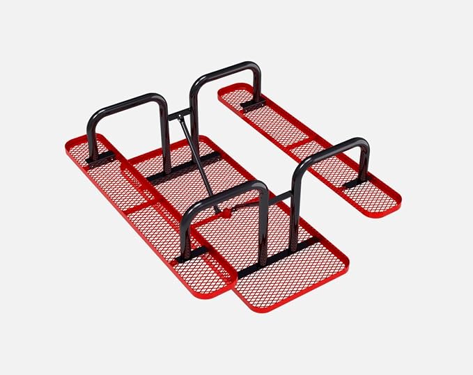 ADA Outdoor Picnic Table, Expanded Metal, Wheelchair Accessible, Red, 96 Inch