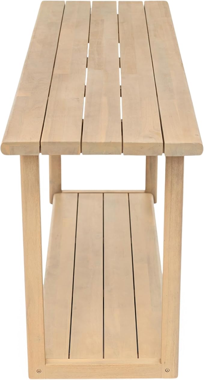 Christopher Knight Home Joei Indoor/Outdoor 2-Tier Console Table, Narrow Console Table for Entryway, Farmhouse Solid Wood Buffet Table with Bottom Shelf, Light Teak