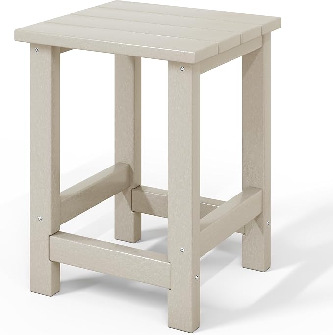WestinTrends Malibu Kids Outdoor Patio Furniture HDPE Adirondack Square Side Table, Sand