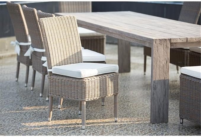 Pemberly Row Contemporary Wood Patio Dining Table, Recycled Teak, Natural Finish, 108.25 x 39.11 x 30.5 in, Modern Outdoor Table for up to 10 Chairs, Durable Design Suitable for Patio or Commercial